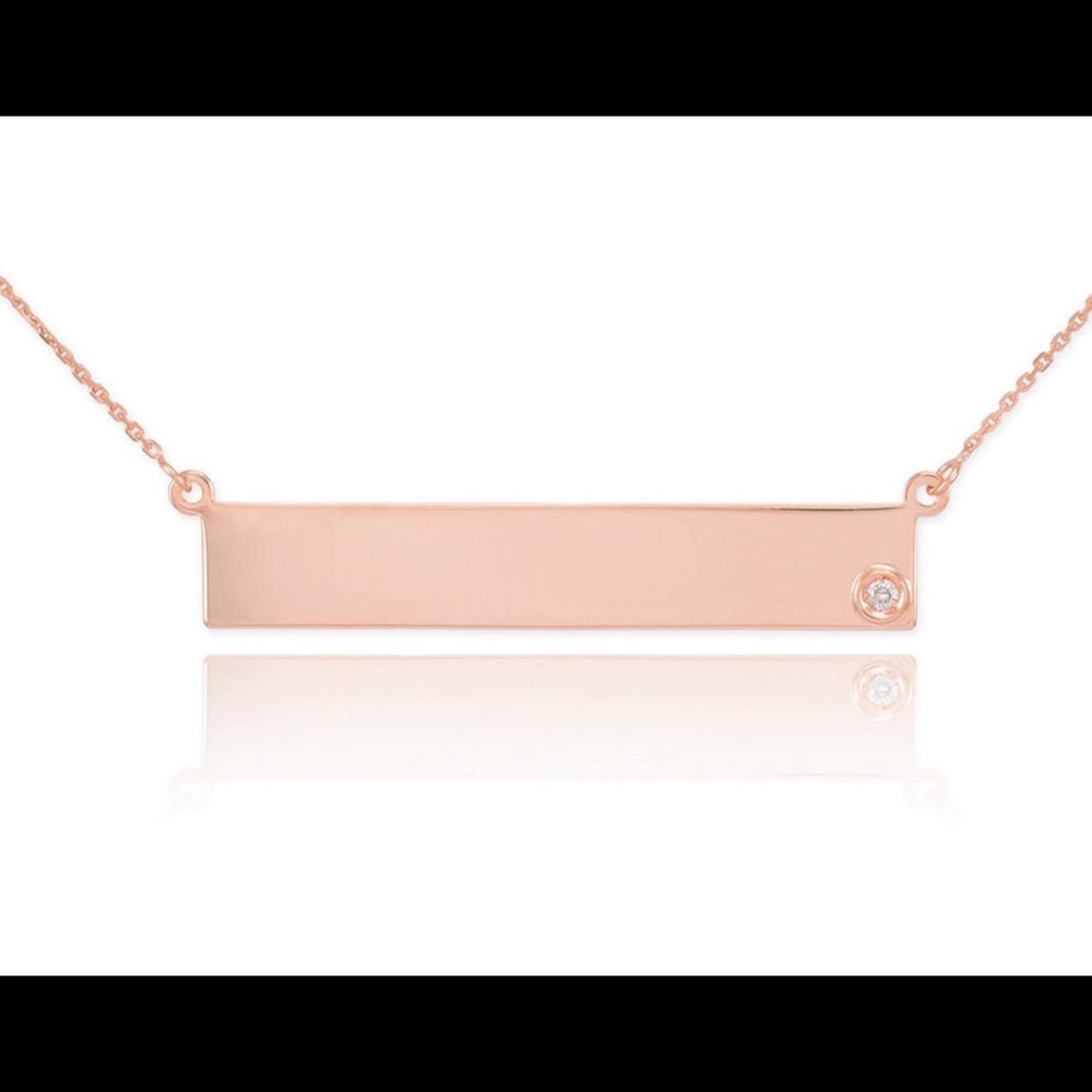 14k rose gold bar necklace